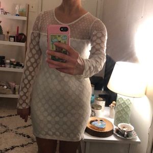 Nasty Gal White mesh polka dot dress